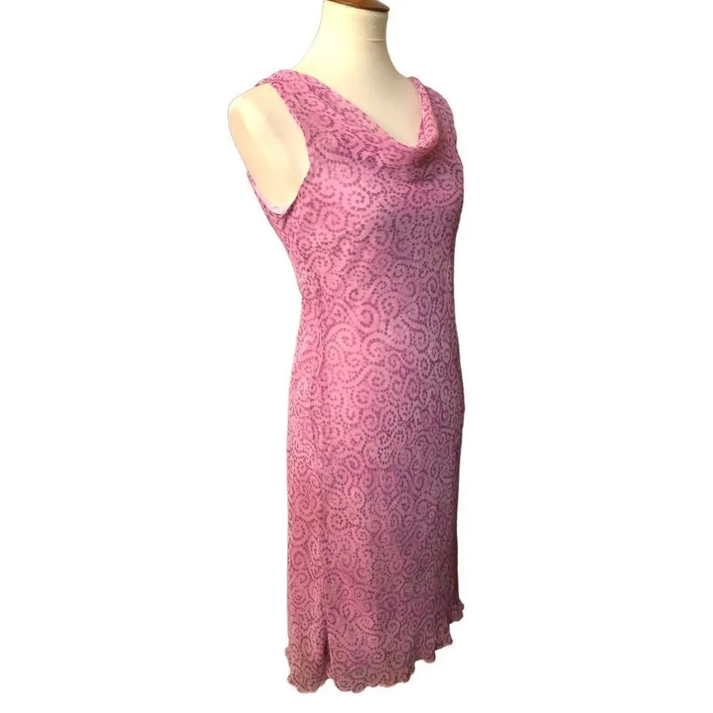 Hillary & Hanson Barbie pink chiffon midi sleeveless dress - Image 4