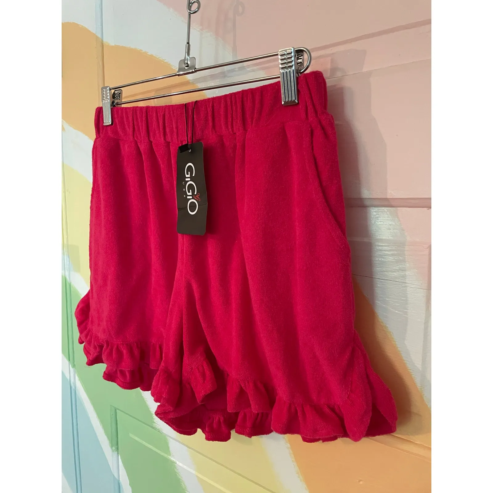 GiGiO USA Womens Pink Ruffle Hem Casual Lounge Shorts Size S New with Tags - Image 5