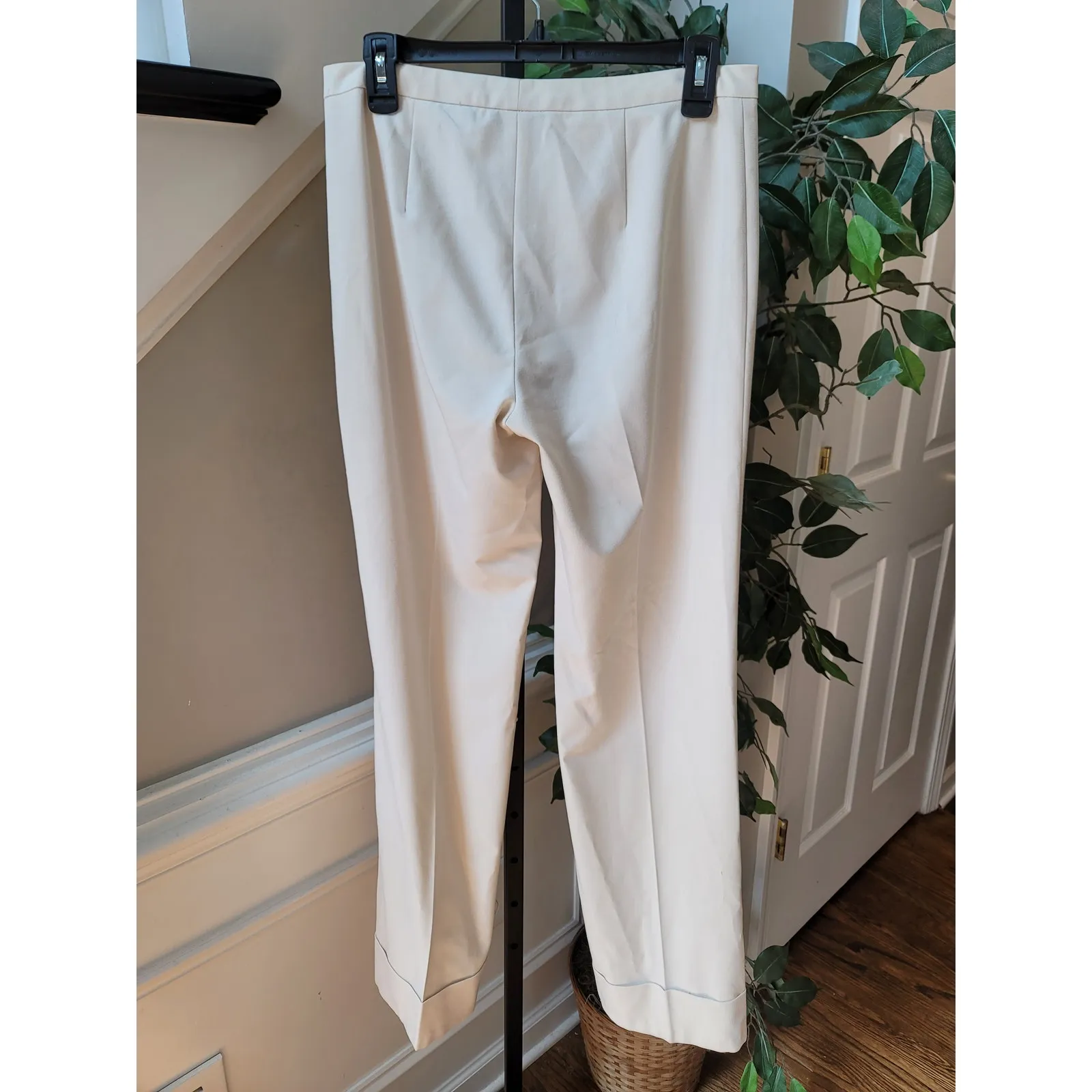 Express Trousers Women's Size 5/6 White Stretch Button Cuffed Flat Front - Image 10
