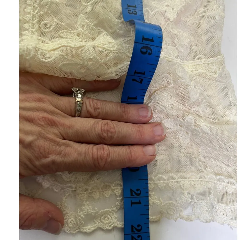 Ultra Pink Ivory Lace Cardigan Vest‎ L Boho Layering Romantic Cottagecore - Image 11