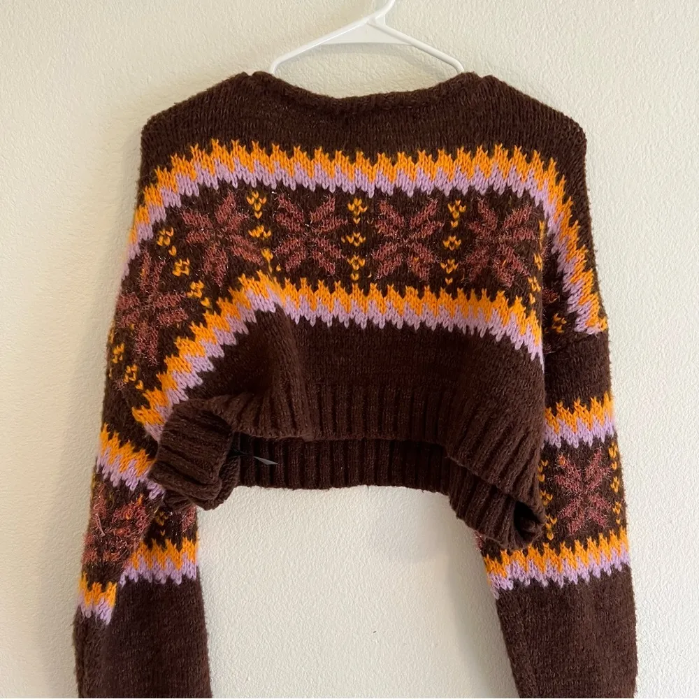 Urban Outfitters UO Turner Cropped Fairisle Sweater Y2K Colorblock - Image 6