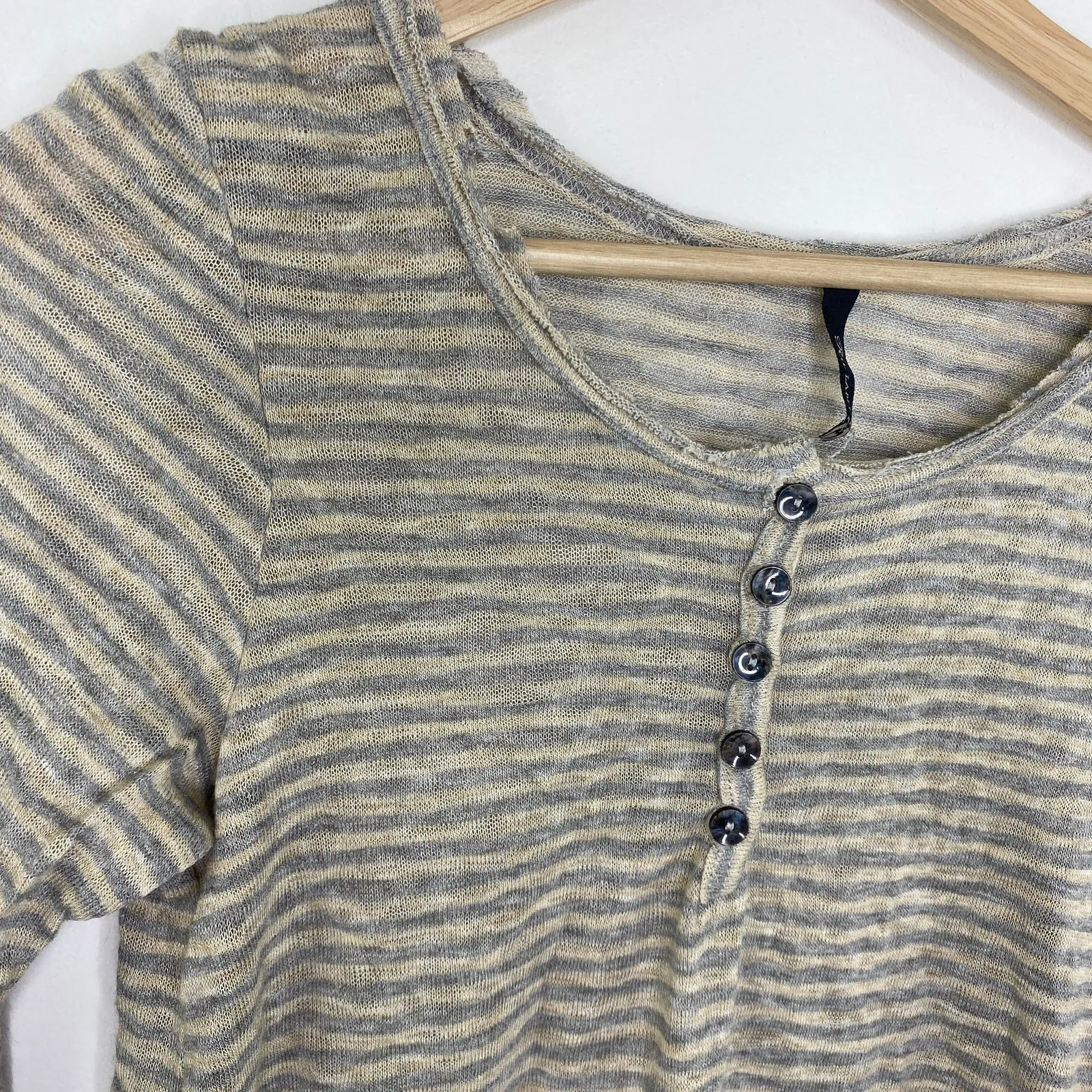 Ru Label Grey Cream Striped Long Sleeve Tunic Shirt Women's Size Small S Gray - Image 3