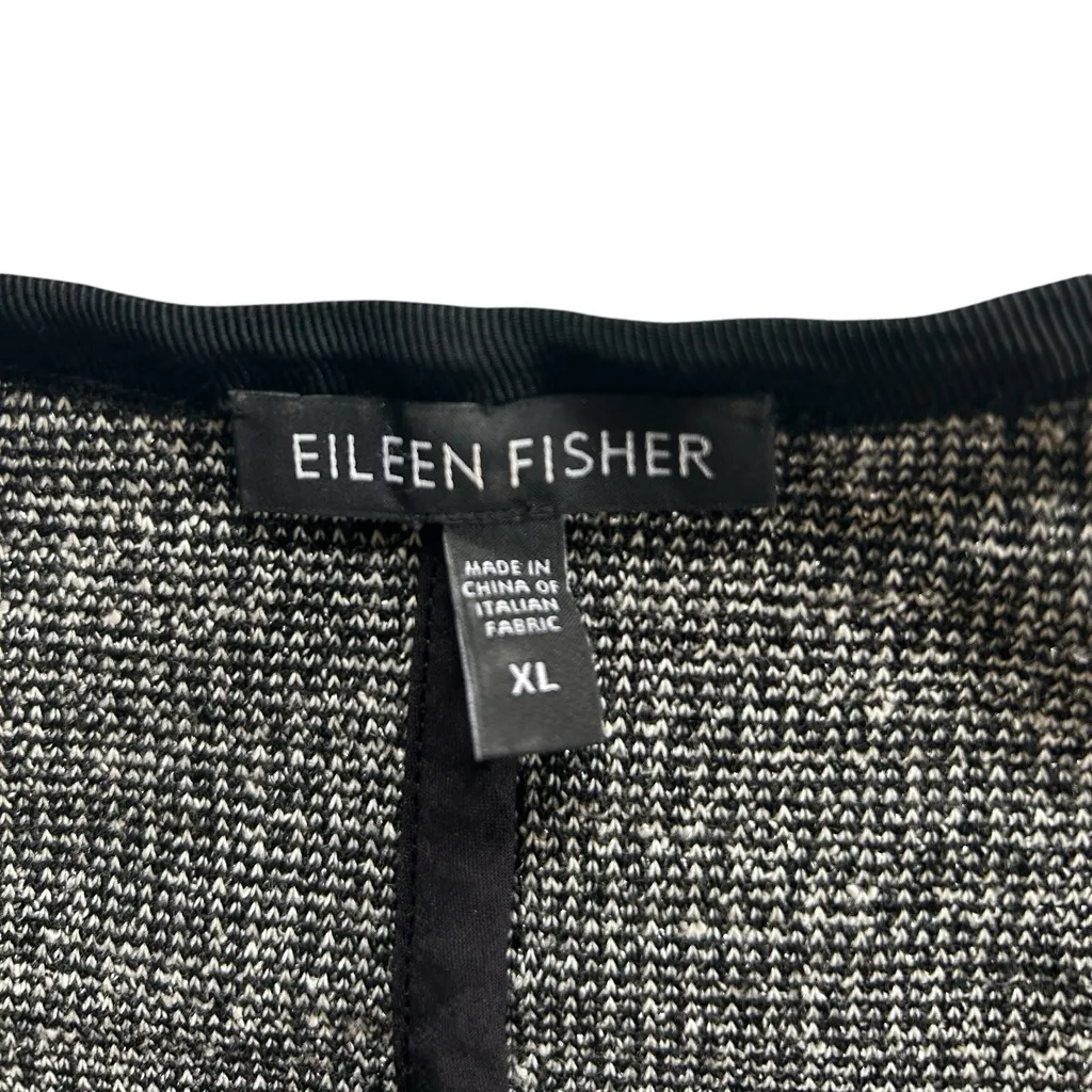 Eileen Fisher Tweedy Knitted Cotton Tweed Collarless Jacket Zipper Size XL - Image 9