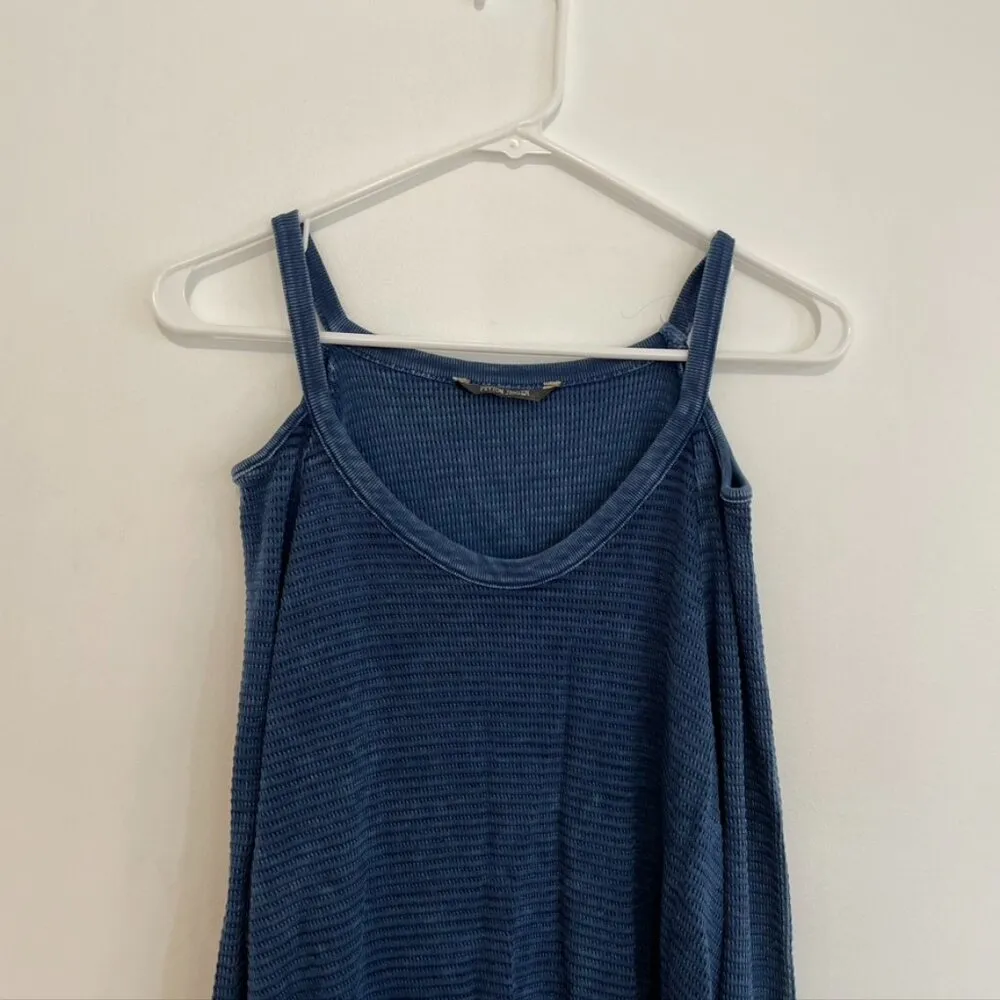 PEYTON JENSEN EVEREVE Griggs Cutout Thermal Blue Cold Shoulder Long Sleeve Top S - Image 3