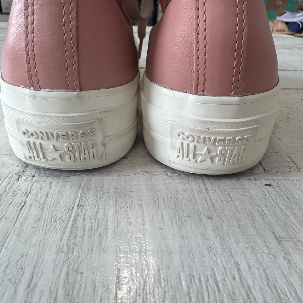 Converse All Star size 8‎ CTAS Lift Hi Rust Pink Leather Platform Sherpa Lined - Image 3