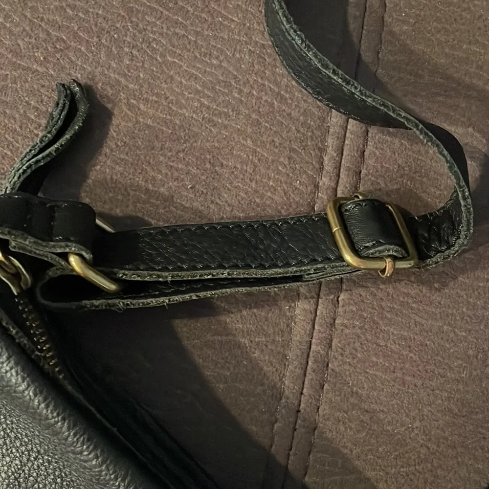 FOSSIL Black Leather with Soft Black&Cream Animal Print Shoulder Bag Purse - Image 6