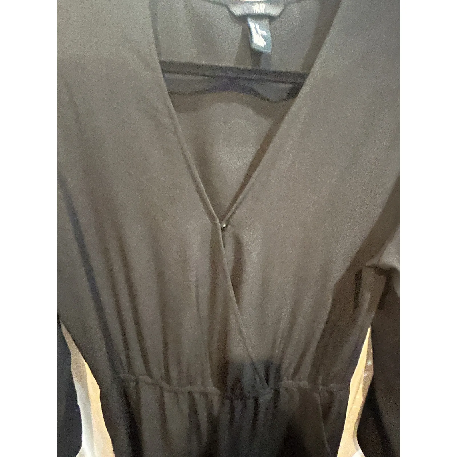 H&M Black Jumpsuit Size 10 Long Sleeve V Neck Casual Workwear‎ Elegant - Image 2