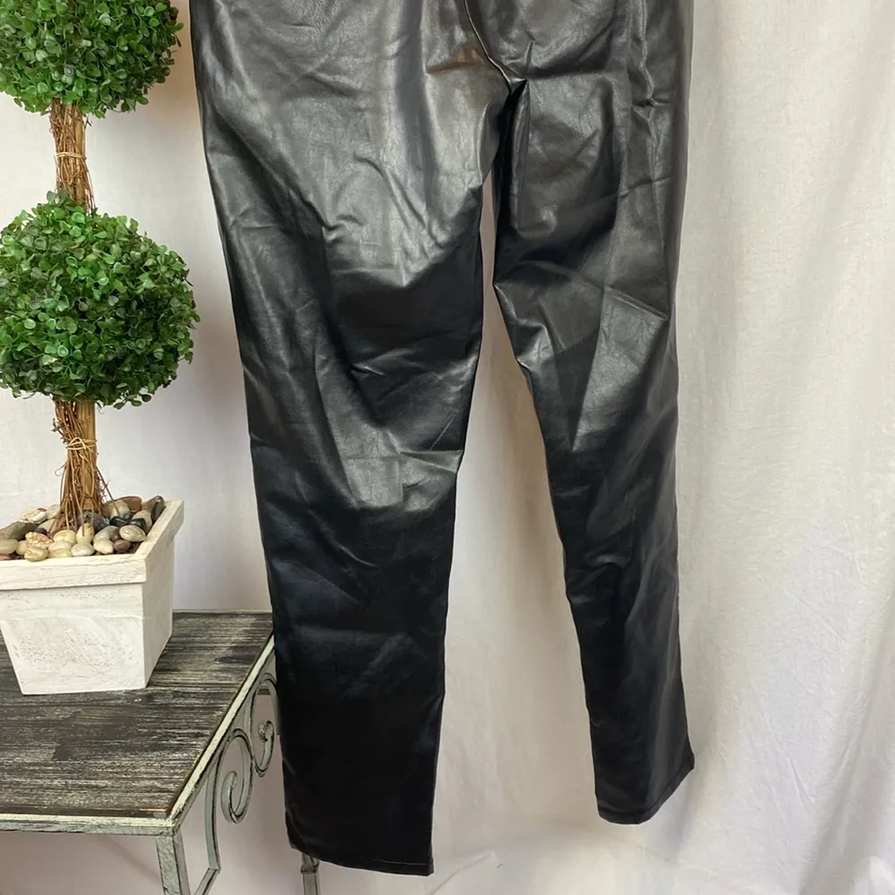 ASOS Black Faux Leather Full Length Relax Fit Trouser Pants 34 - Image 5