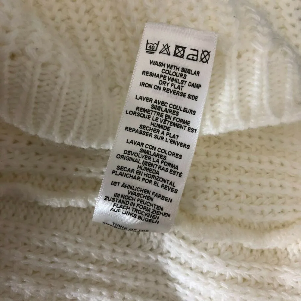 Asos Womens Sweater Open Back Chunky Knit Scoop Neck Ivory Black Size 2 - Image 6