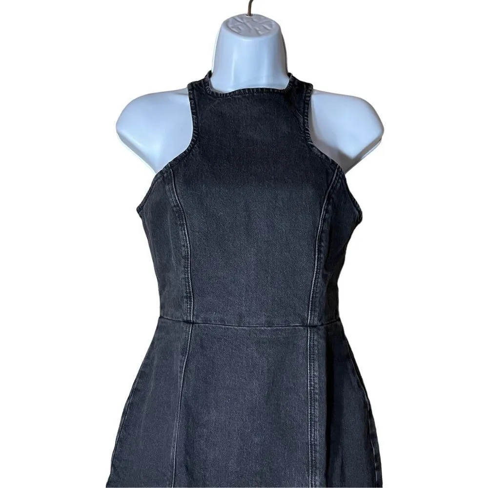 ASOS Denim Racer Dress In Washed Black 0‎ - Image 2