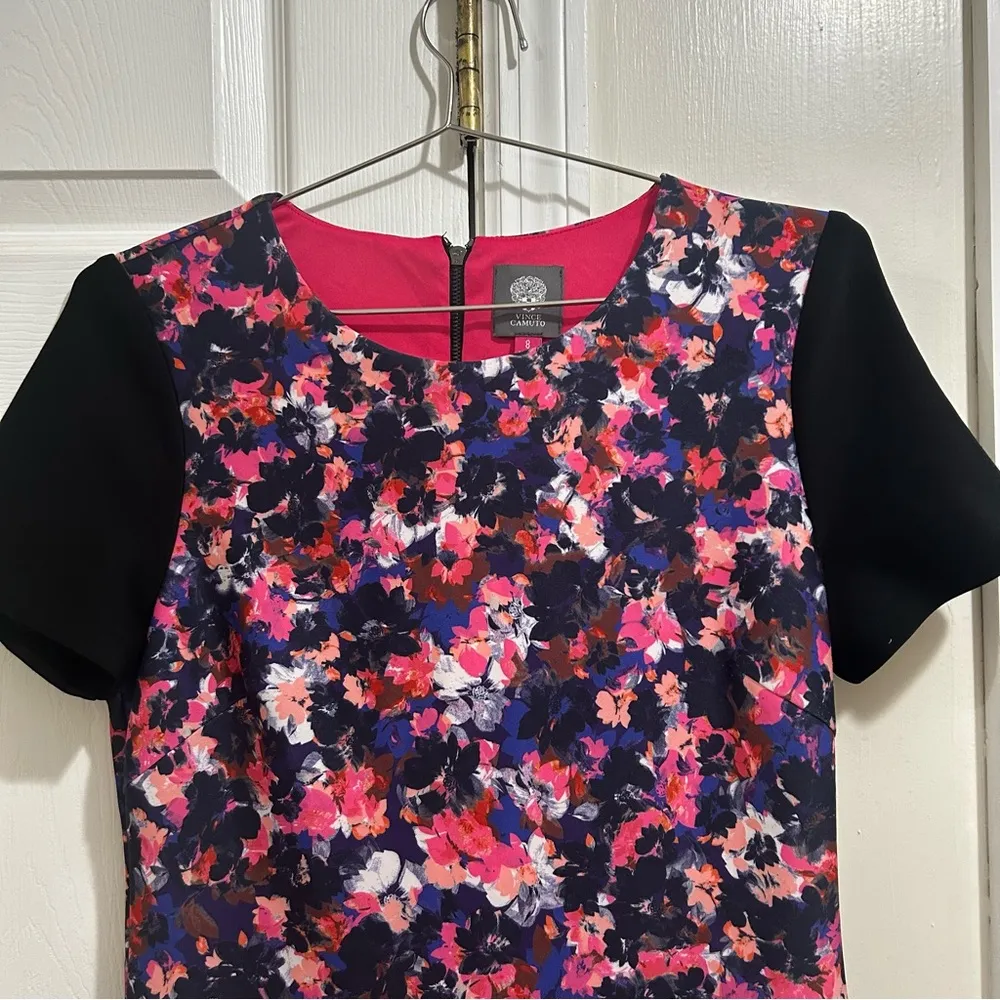 Vince Camuto Multicolor Sheath Floral Scuba Cocktail Mini Dress Size 8 - Image 5