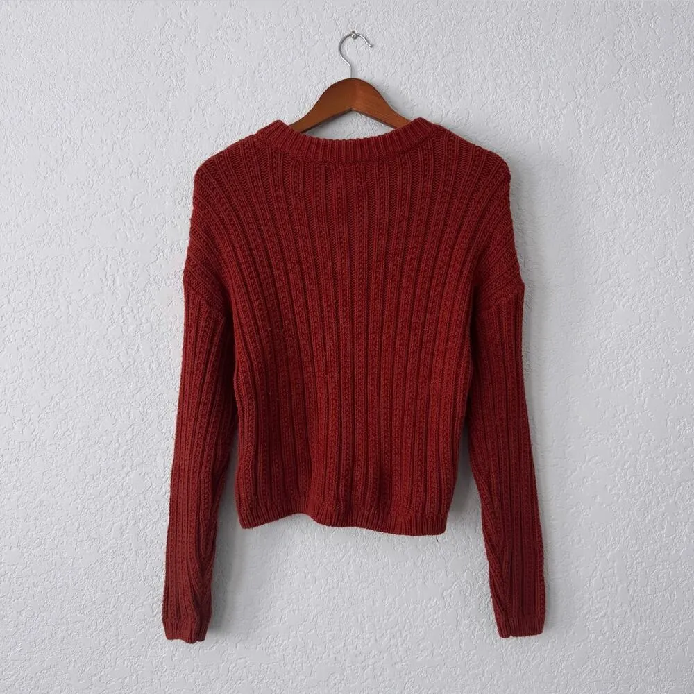 Universal Thread Red Knit Long Sleeve Sweater Size Medium - Image 2
