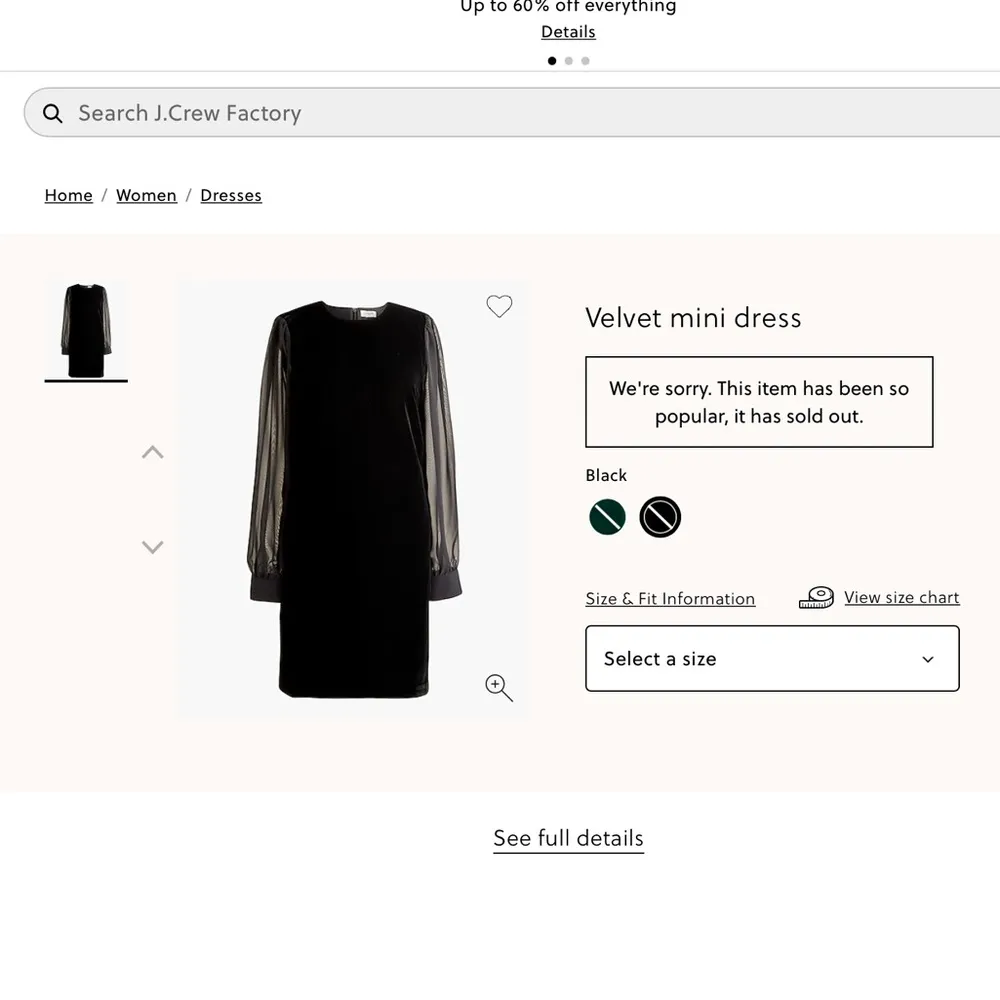 NWT JCrew Black Velvet mini dress sheer sleeves 6 tear above pocket needs repair - Image 5