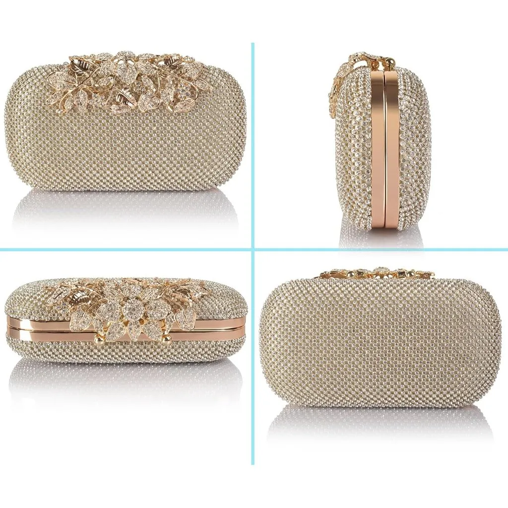 ⚡ Women's Gold Silver Crystal Rhinestone Evening Formal Party Clutch Bag - Image 6