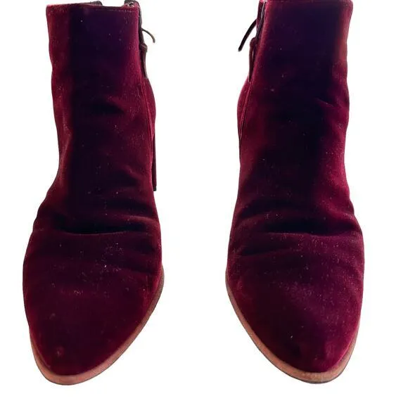 STUART WEITZMAN Lofty Velvet Ankle‎ Boots Burgundy Red Size 8.5 M - Image 3