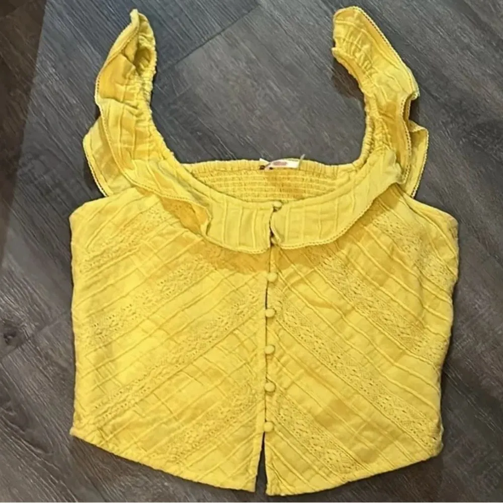 NWOT Free People Yellow Riviera Lace Tank Size Small - Image 5