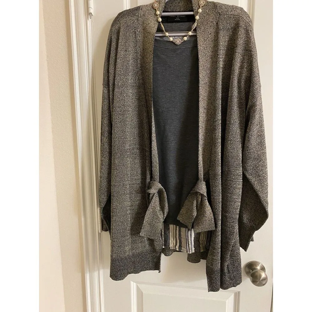 Lane Bryant Classic Tie-Front‎ Shine Cardigan Size 22/24 New - Image 3