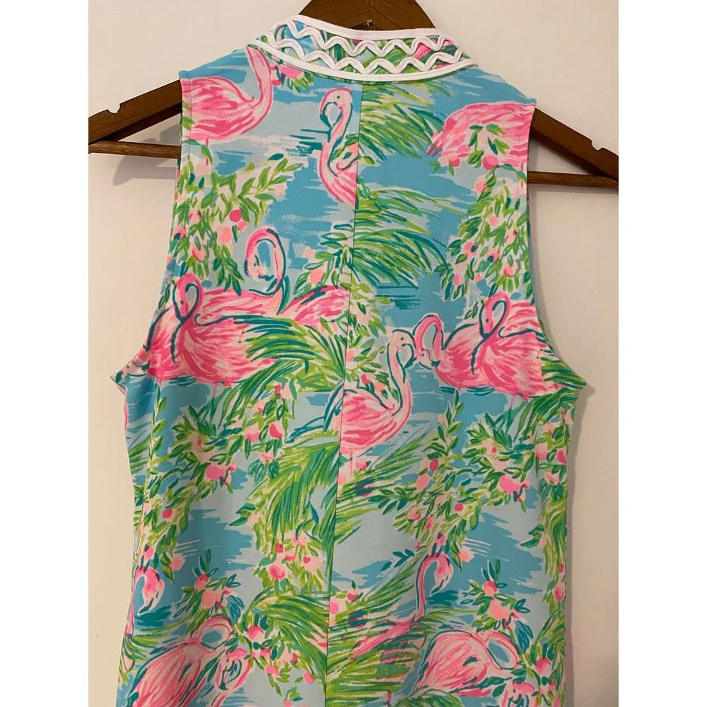 Lilly Pulitzer Jane Shift Floridita Embroidered Half Zip Flamingo Dress A-Line 2 - Image 9