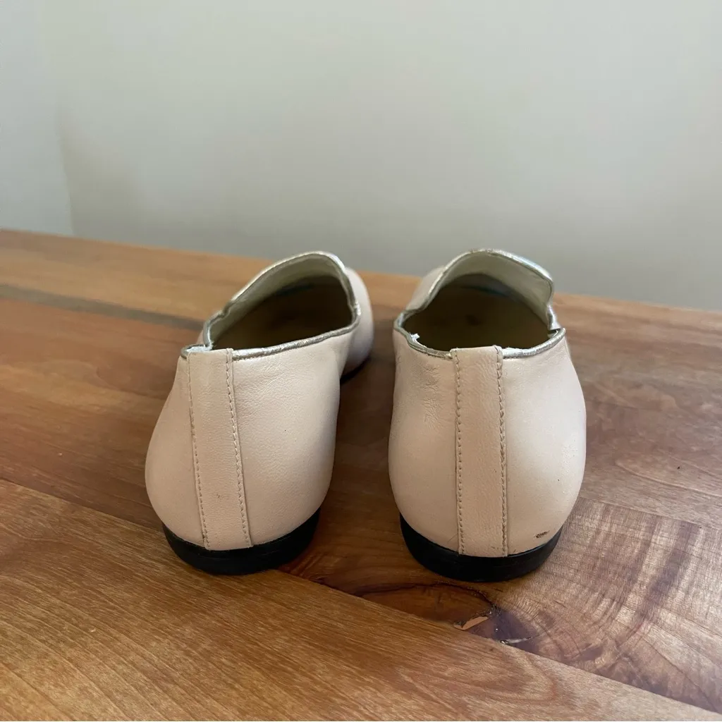 French Sole New York FS/NY Blush Loafer Leather Gold Trim Beige Nude Flats 8.5 Tan - Image 2
