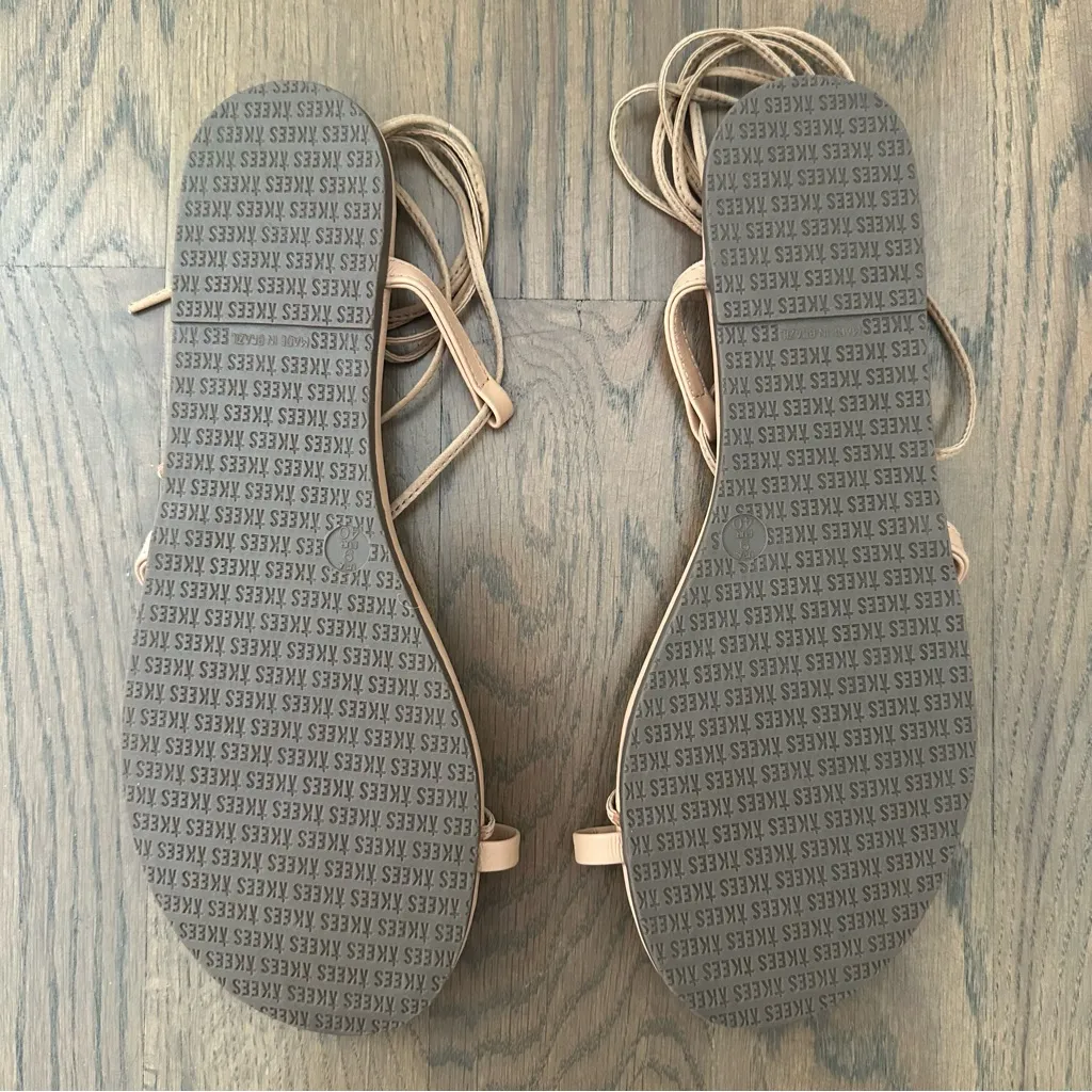 NWT Tkees Jo Ankle Wrap Flat Leather Sandals in Hazelton Beige Size 9 US 40 EU - Image 5