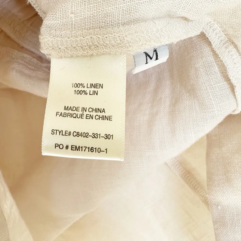 CLOTH & STONE Linen Tan Short Sleeve Rolled Hem Elastic Waist Romper Medium - Image 5