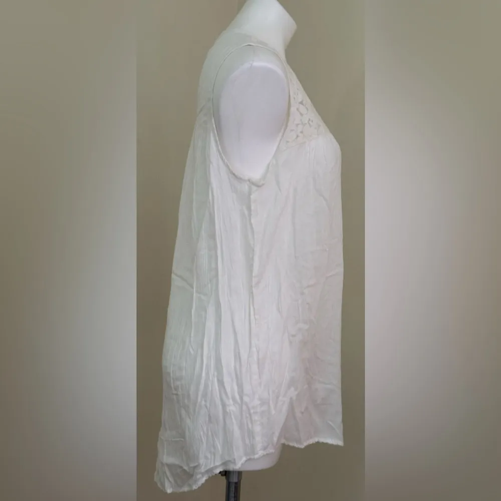 Melrose & Market White Snow Floral Lace Sheer Cotton Sleeveless Summer Top Sz.S - Image 7