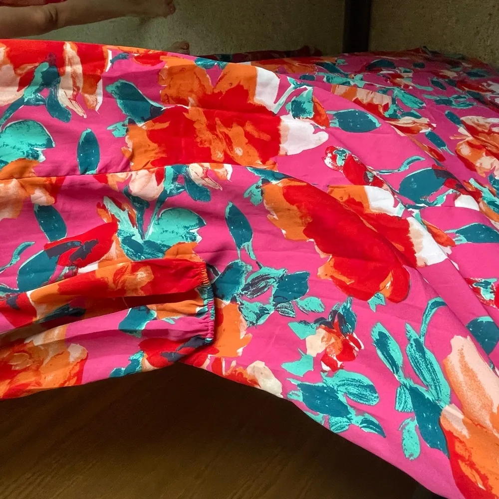 En Creme Floral Maxi Dress Pink - Image 6