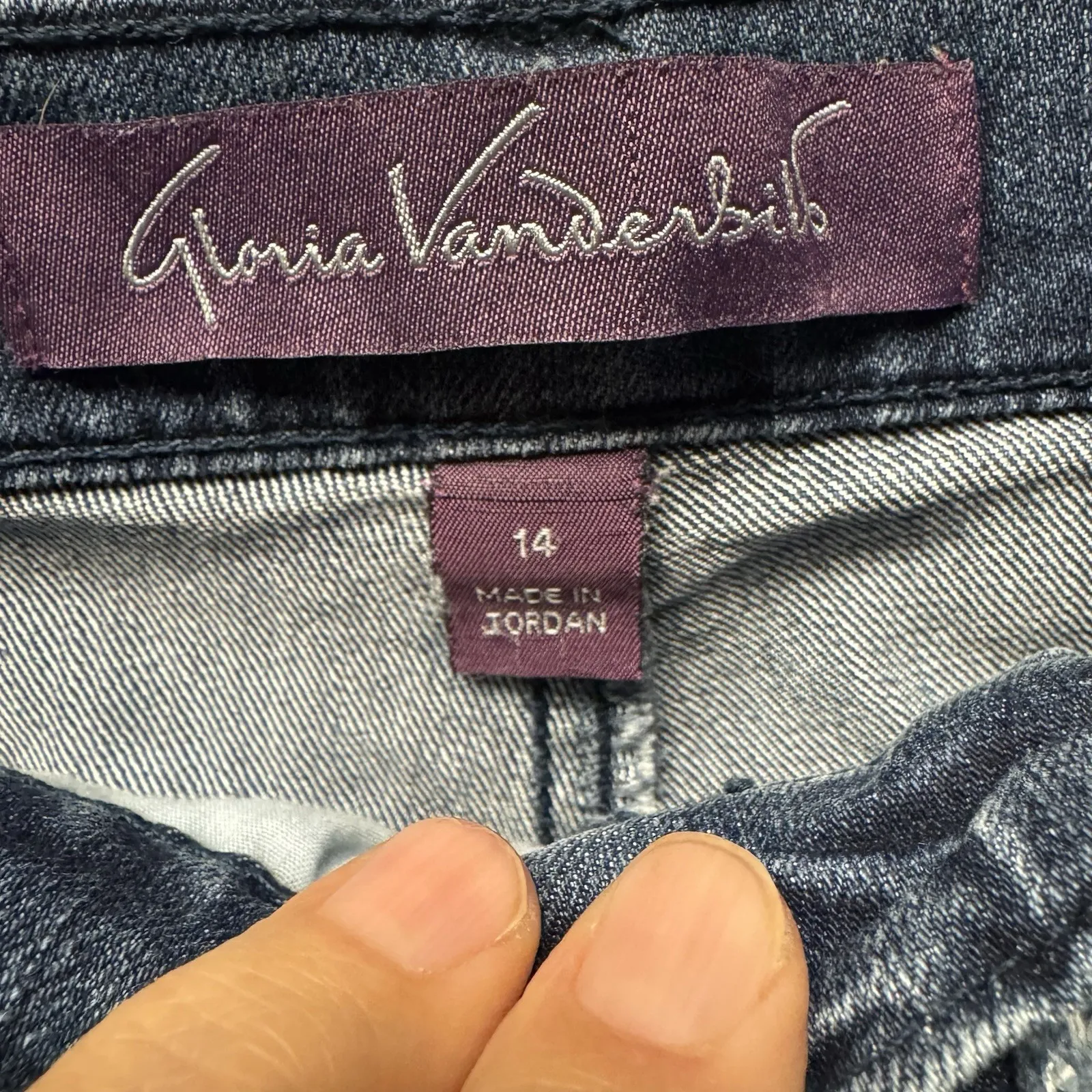 Gloria Vanderbilt Jeans Woman's Size 14 Amanda Blue Embroidered Flowers - Image 7