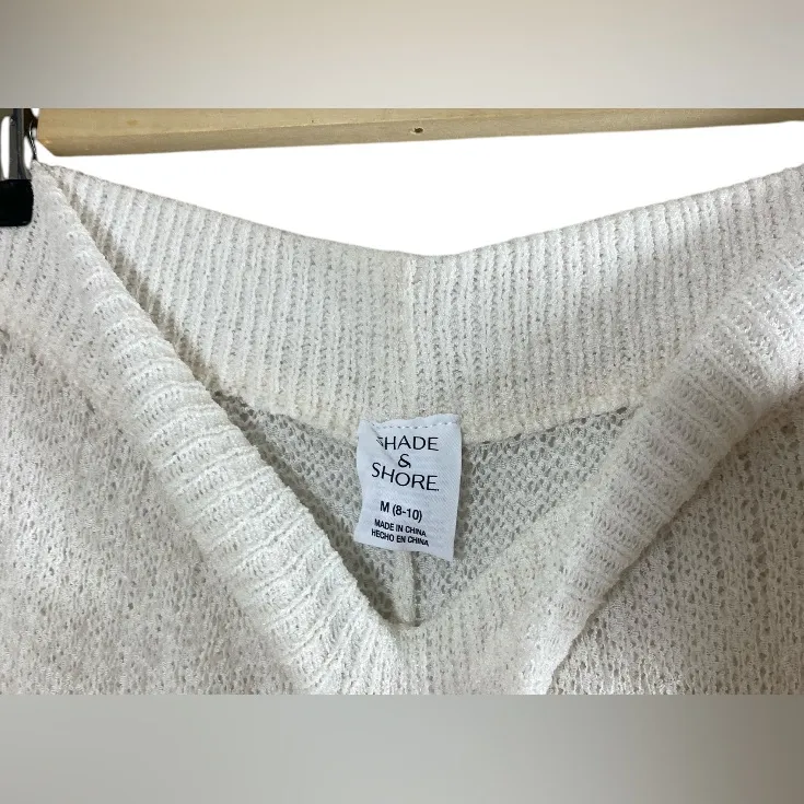 Shade & Shore Women’s M (8/10) white knitted beach coastal swim coverup pants - Image 3