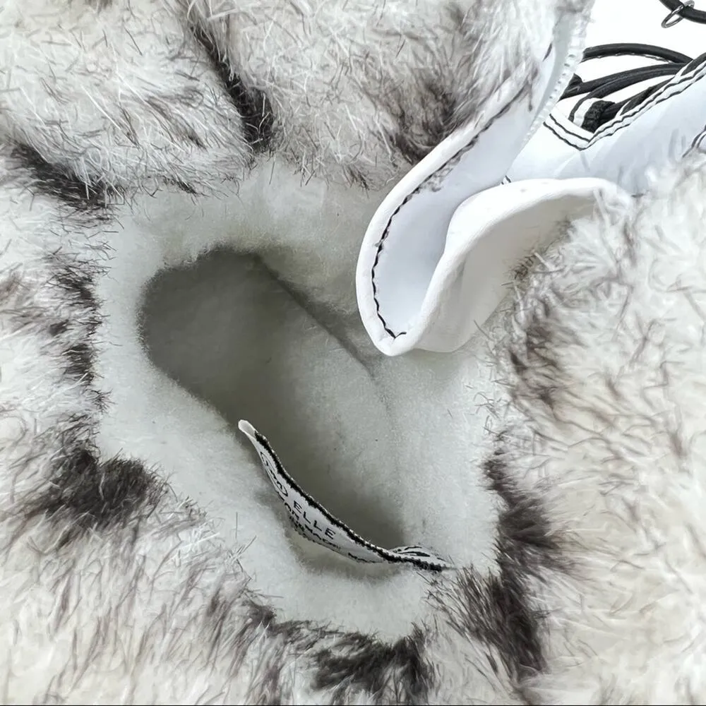 Totes Elle white faux fur lined quilted lace up zip winter ankle boots size 6 Black - Image 8