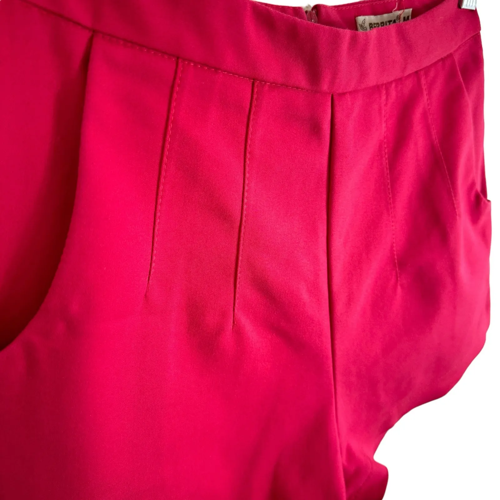 Berrita Hot Pink Barbie Colorful Cheeky High Rise Pleated Hot Pants Shorts‎ Sz M Size M - Image 2