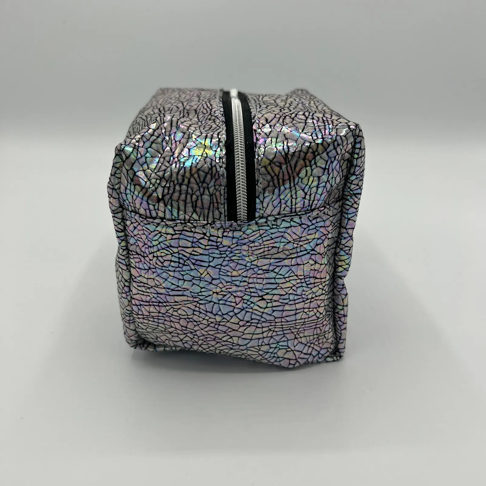 Silver Crackle Beauty Small Zippered Cosmetic Bag - Image 6