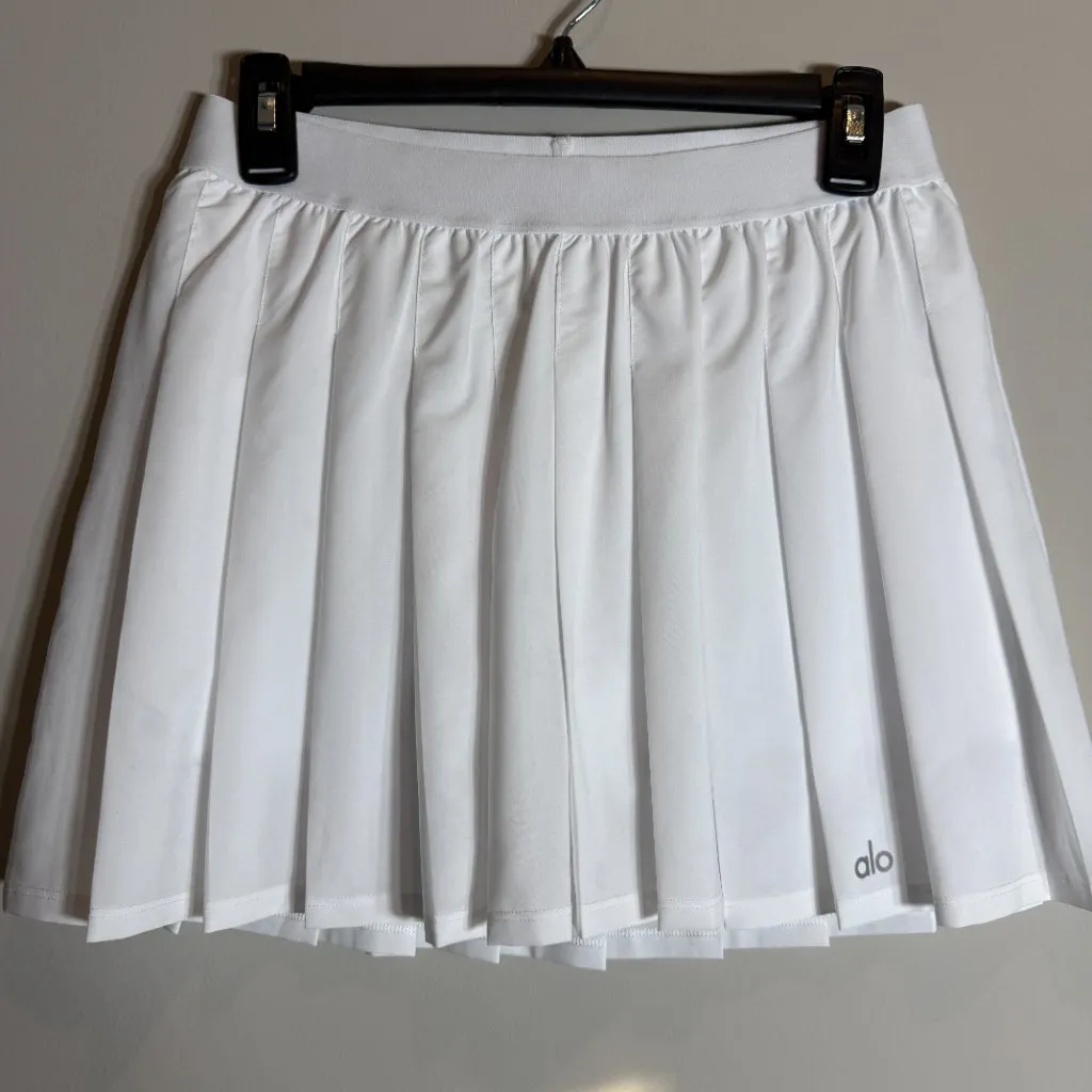 Alo Yoga Varsity Tennis Skirt Women's Medium White Pleated Mini Active Sporty - Image 6