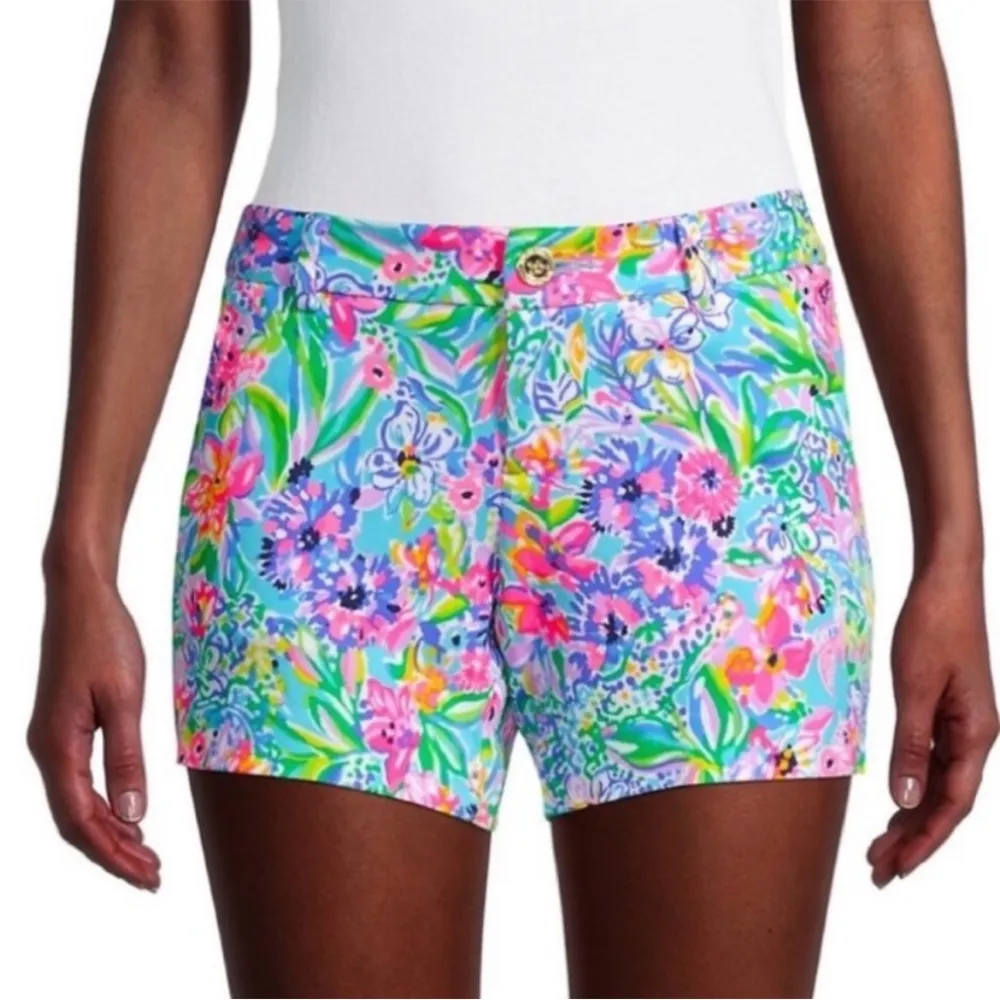 Like new Lilly Pulitzer Callahan Floral Knit Shorts Amalfi Blue Alligator Isle 8 - Image 7