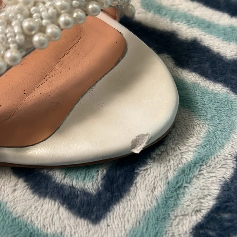 Pearl Block Heel Handmade in Greece Size 8 - Image 6