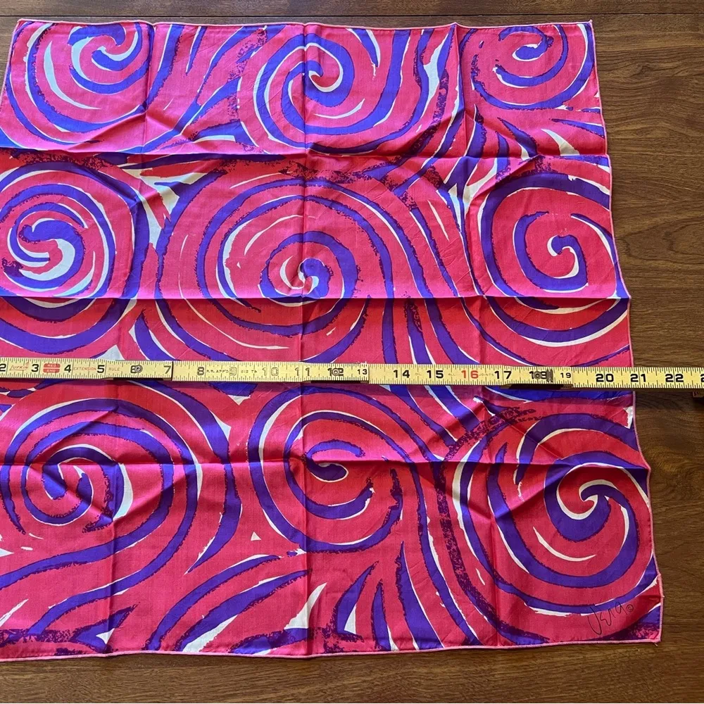 Vera Neumann Scarf Square Vintage Colorful Purple Pink Swirls MOD Retro MCM - Image 7