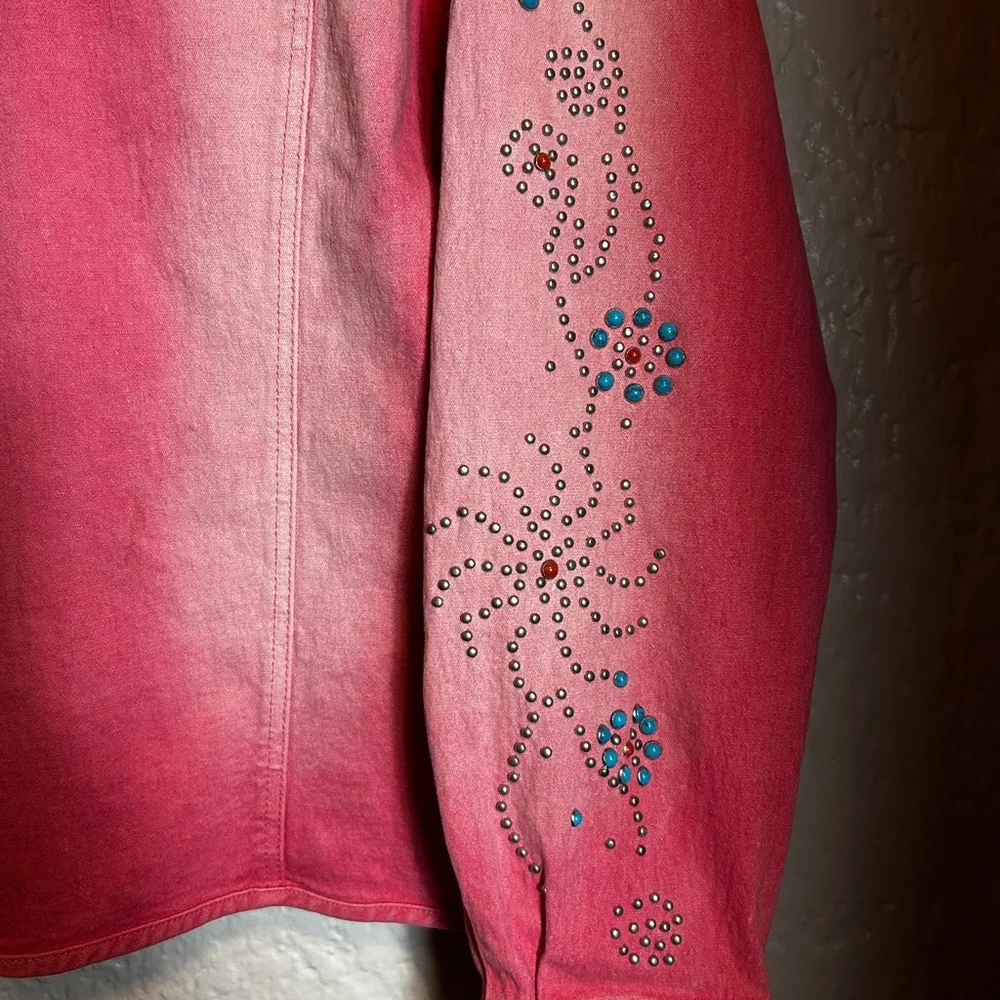 DH2 by Diane Gilman Embellished Pink Denim Jacket womens size 1X‎ studded - Image 11