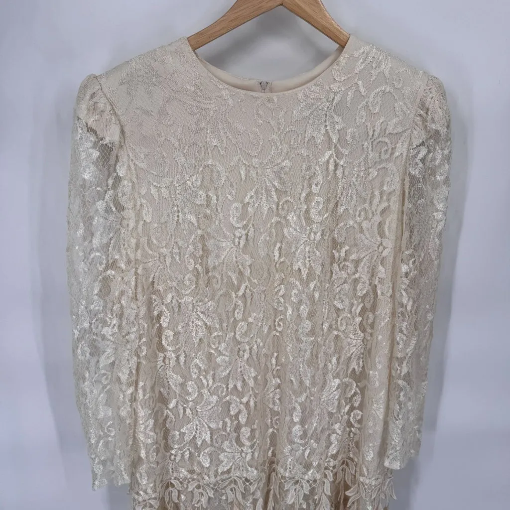 Vintage David Rose Mother of Bride Lace Dress Womens XL‎ Off White Cottagecore - Image 2