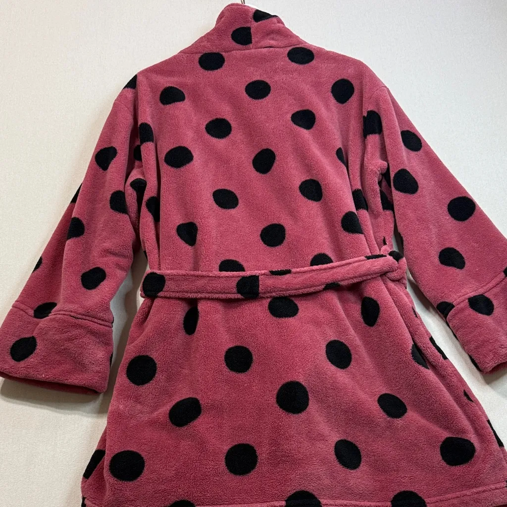 PINK Victoria's Secret Pink and Black Polka Dot Robe - Image 5