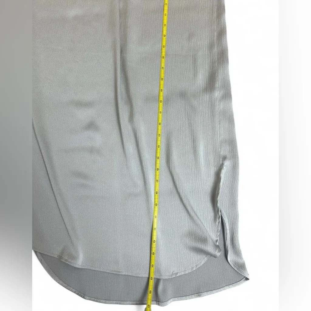 Banana Republic Medium Metallic Silver Sleeveless Midi Dress V-Neck Side Slit - Image 4