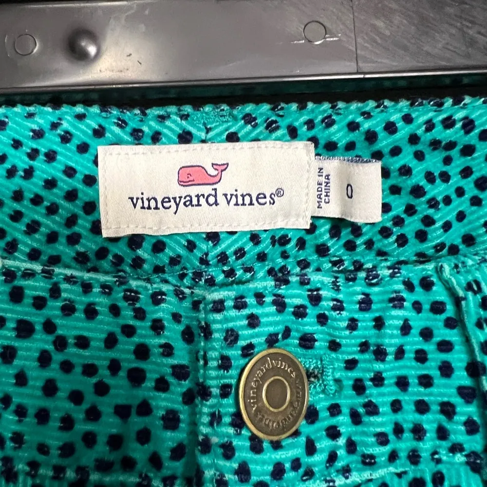 Vineyard Vines Green Polka Dot Corduroy Pants Like New | Size 0 - Image 2