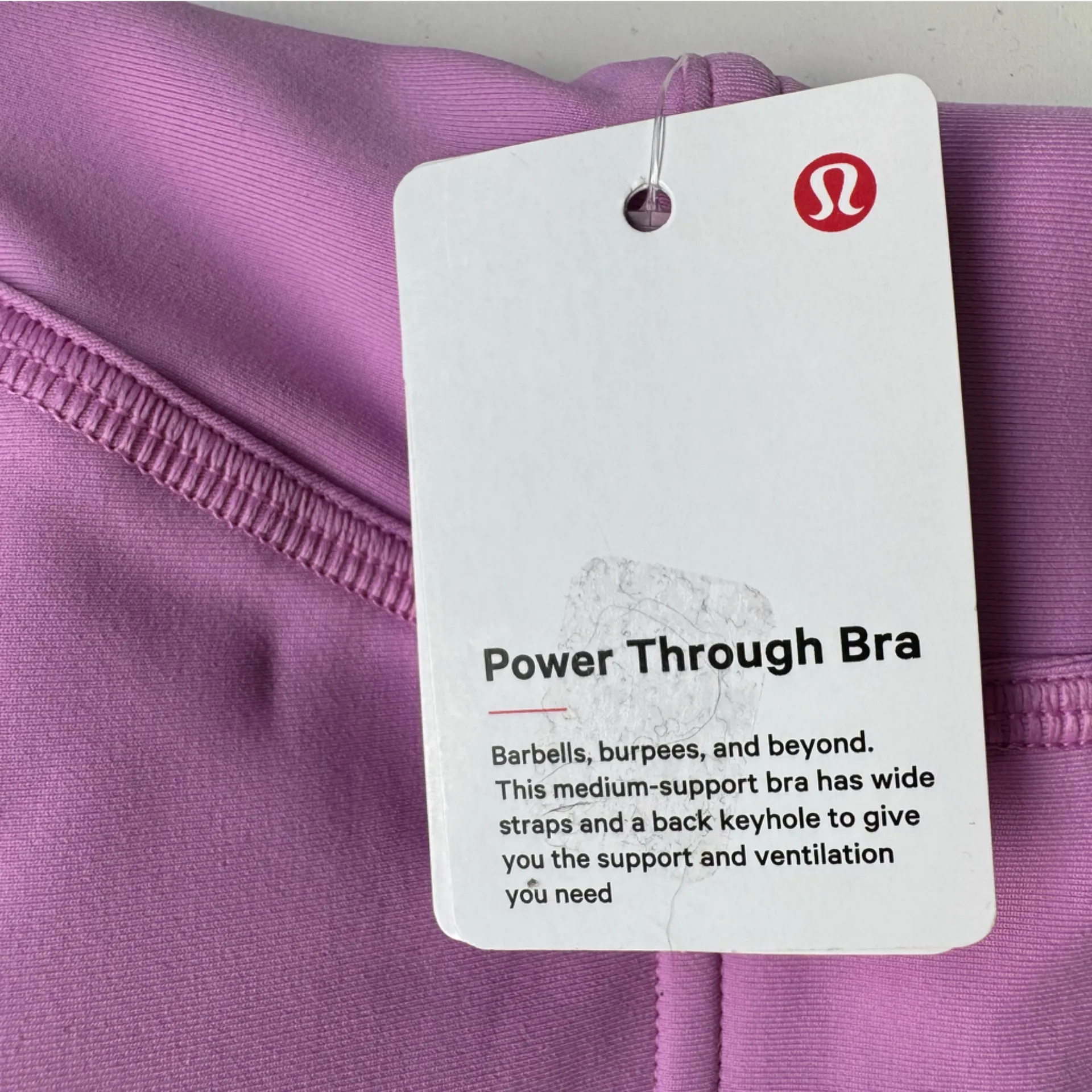 NWT Lululemon Athletica Pink Power Through Bra Sports Bra Padded - Image 2