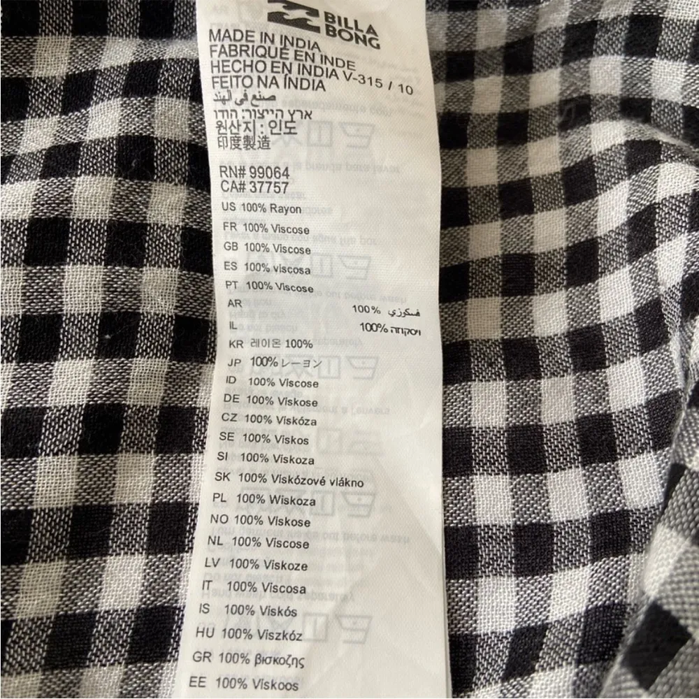 Billabong Black and White Gingham Mini Dress - Image 7