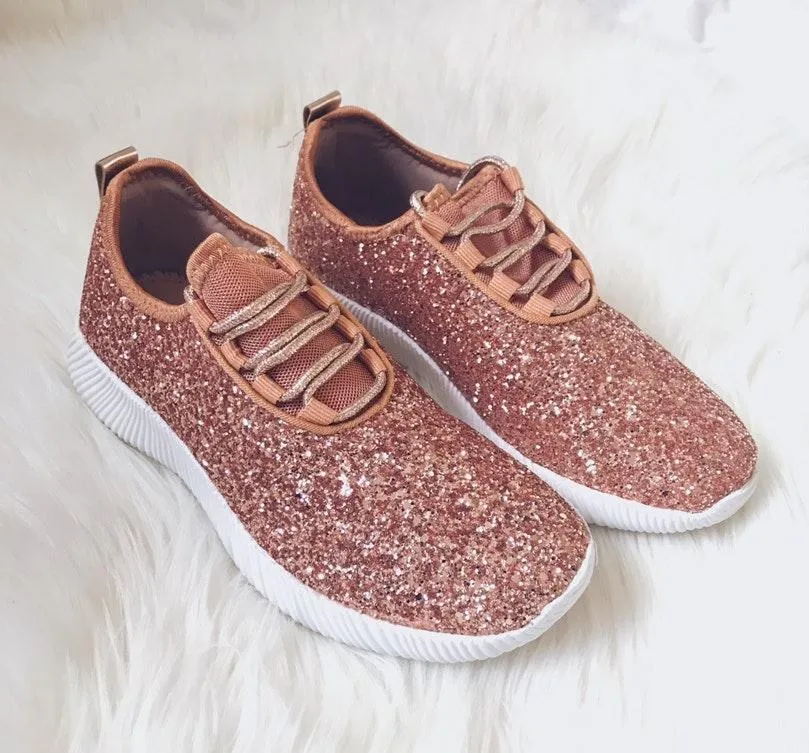 Rose Gold Glitter Sneakers Size 5.5 - Image 3
