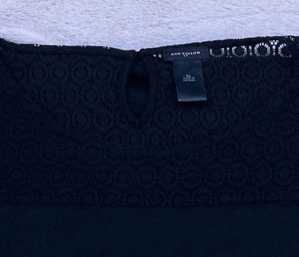 Black Short Sleeve Shirt Top with Lace - Image 4