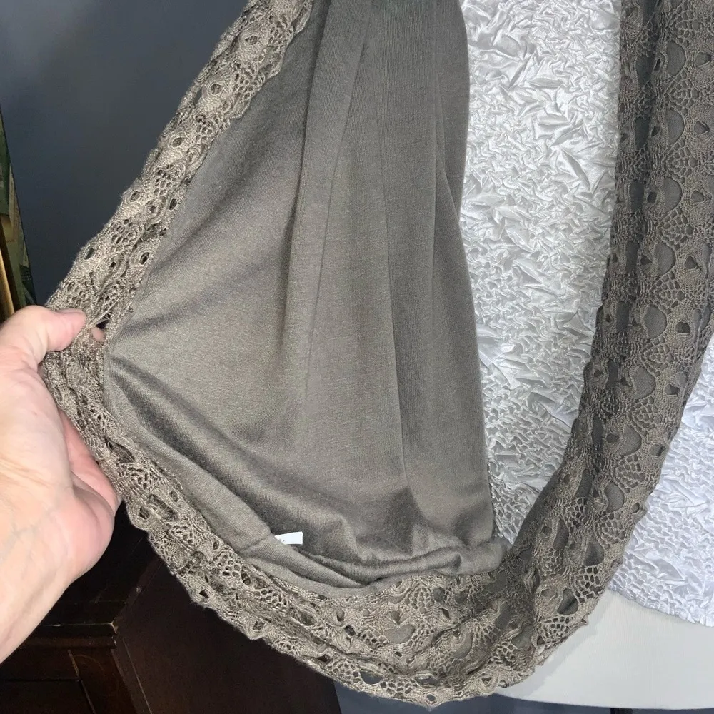 Studio S Taupe Crochet Lace Overlay Infinity Scarf 100% Polyester - Image 6