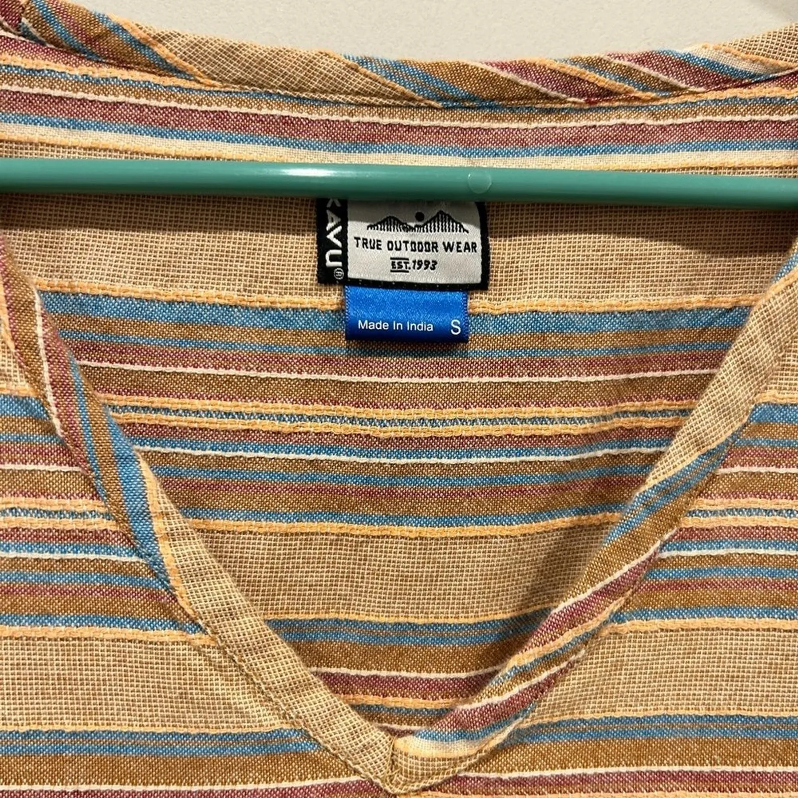 KAVU True Outdoor Wear Striped V Neck Cap Sleeve Casual Top Women S Gorpcore - Image 3