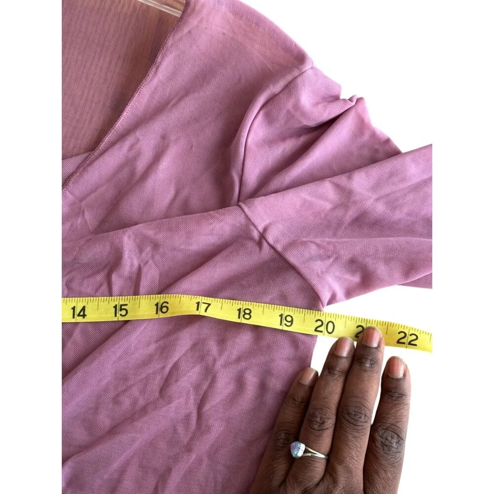 Connected Apparel Baby Pink Tie Front Open Cardigan Crop Sheer Long Sleeve NWT - Image 8