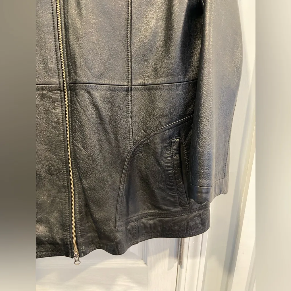Wilsons Leather Jacket Size L Black Genuine Leather Thinsulate Quilted Zip Coat - Image 3
