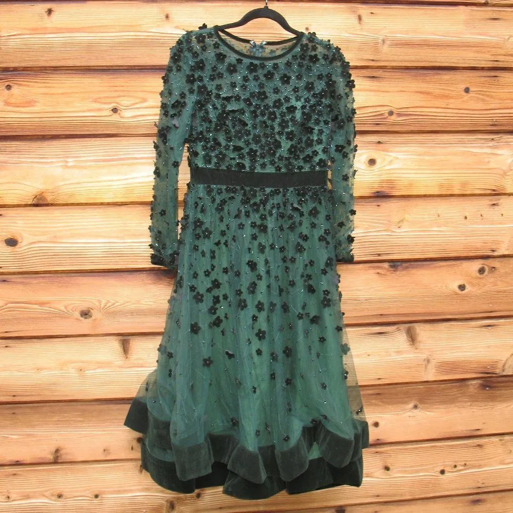 Mac Duggal 67007 Womens Green Embellished Illusion Fit & Flare Dress Gown - Image 6